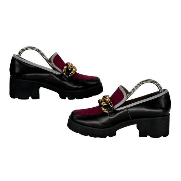 ALL BLACK Womens Chunk Links Lady Lugg Loafer EU 37.5 US 6 Purple Black Classic - Picture 4 of 12